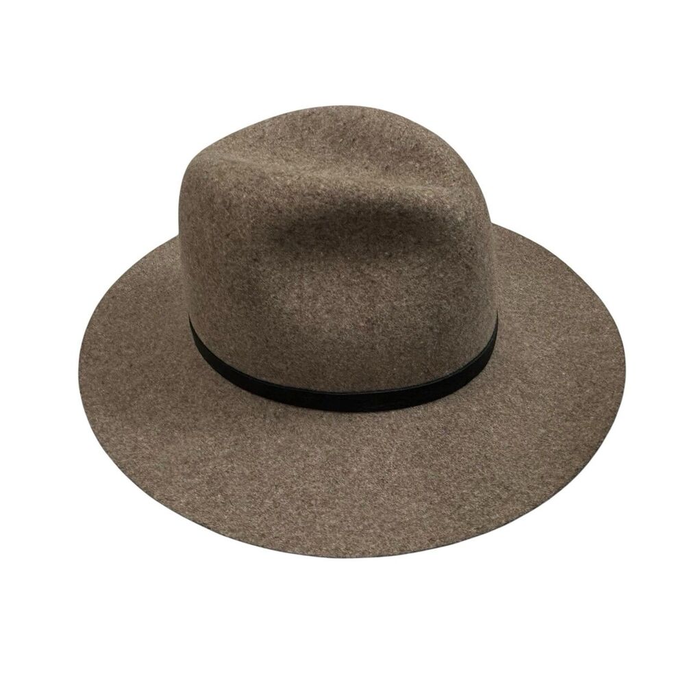 Janessa Leone Wool Fedora Hat Wide Brim Brown Made in USA Women’s Small